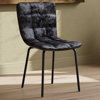 Chaise de salle à manger Punsch - Velours noir - 52x45x80 cm
