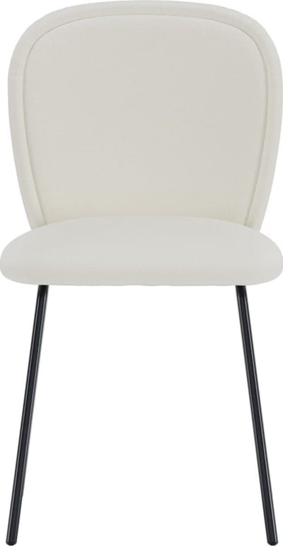 Chaise de salle à manger Carl Venture Design - Velours crème et pieds noirs - 54x80x46 cm