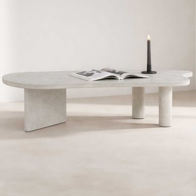 Table basse Polle - MDF aspect béton - 160x60 cm - Gris clair