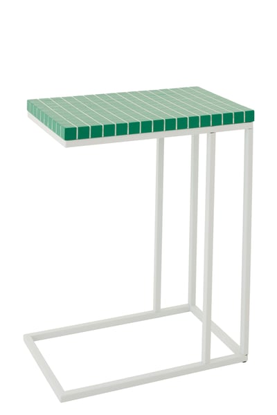 Table d'appoint rectangle carreaux fer vert/blanc