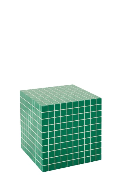 Table d'appoint cube carreaux mdf vert/blanc