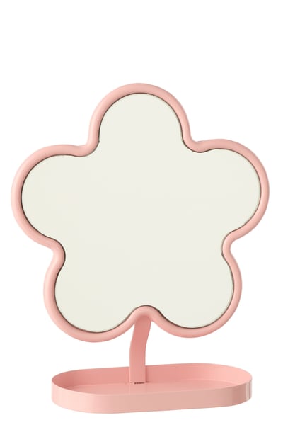 Miroir de table fleur fer rose clair