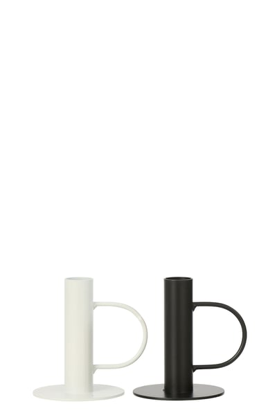 Bougeoir fer noir/blanc large assortiment de 2