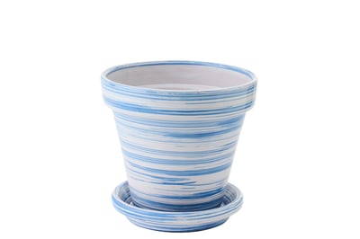 Cachepot céramique bleu/blanc medium