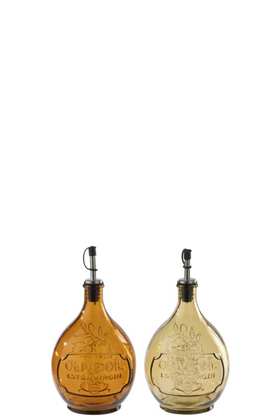 Bouteille  rond verre orange/ocre assortiment de 2