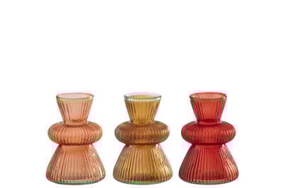 Vase verre orange/rouge assortiment de 3