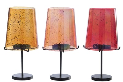 Photophore verre orange/rouge assortiment de 3