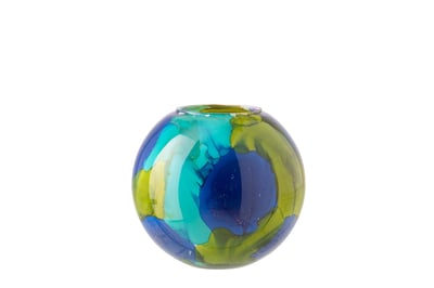 Vase verre bleu azur/bleu small