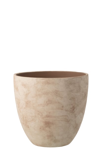 Cachepot rond céramique beige clair extra large