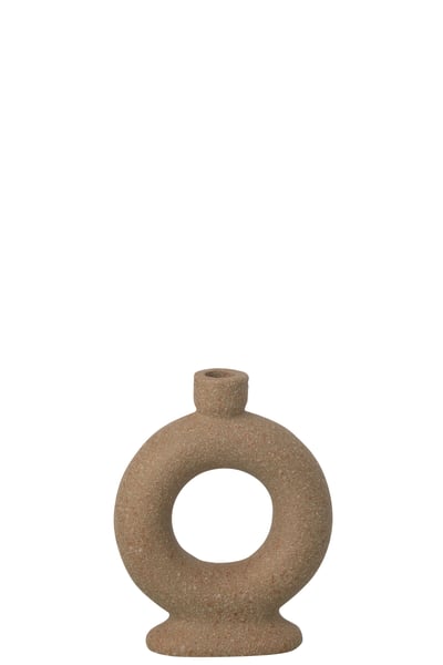 Vase soliflore 1 anneau grès taupe small