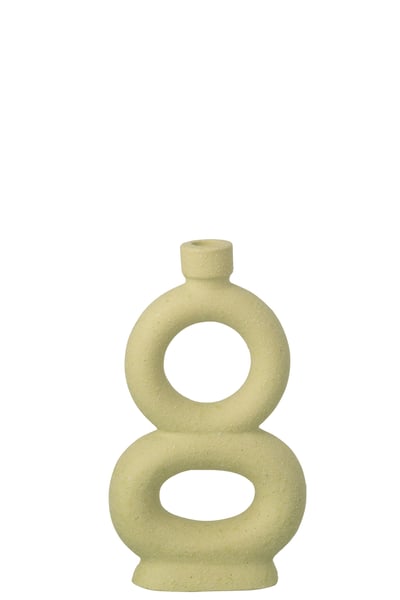 Vase soliflore 2 anneaux grès vert menthe large