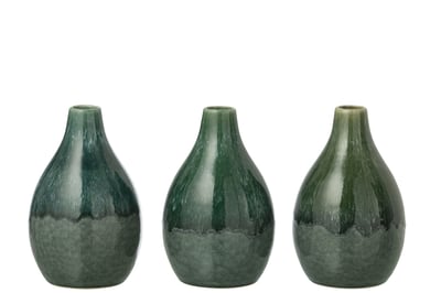 Vase jeanne grès vert foncé assortiment de 3