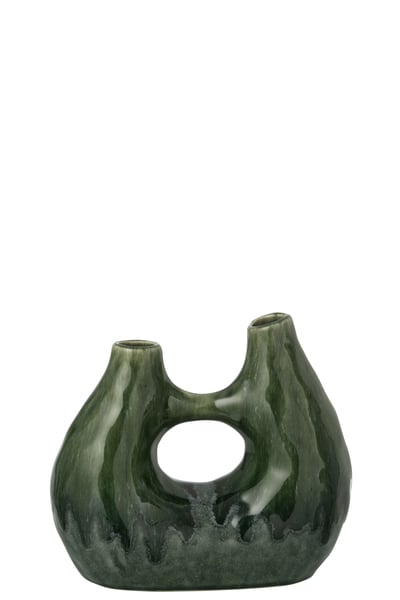 Vase jeanne grès vert foncé medium