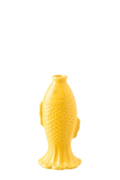 Vase soliflore poisson long grès jaune