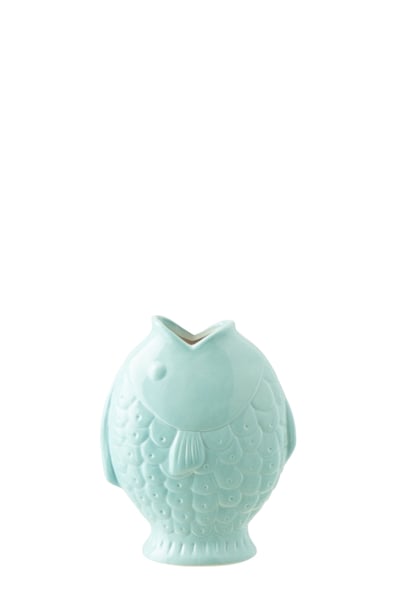Vase poisson larg grès turquoise