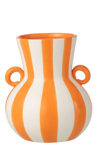 Vase ligné céramique orange/blanc