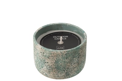 Bougie d'extérieur 31h rond paraffine turquoise medium