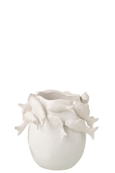 Vase poisson argile écru small