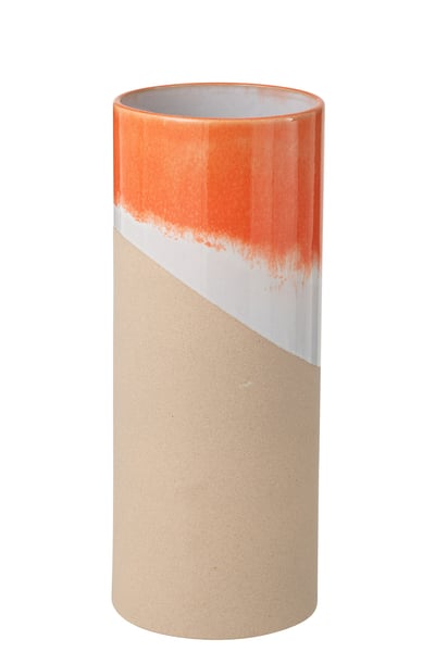 Vase cylindre argile orange/naturel large