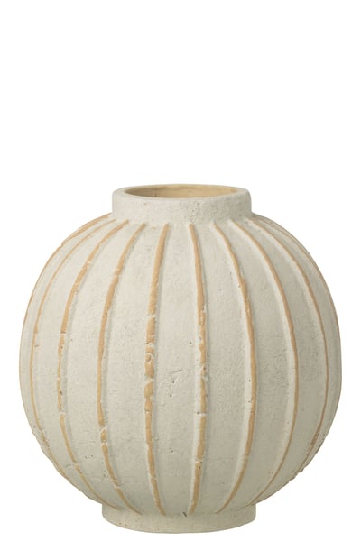 Vase balle ligné terracotta blanc cassé/beige large