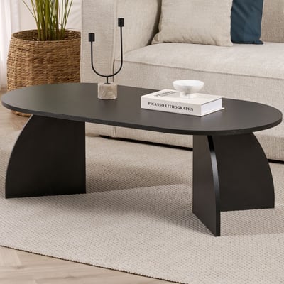 Table Basse Melina - 100% MELAMINE - Bois Noir - 40 x 60 x 120 cm