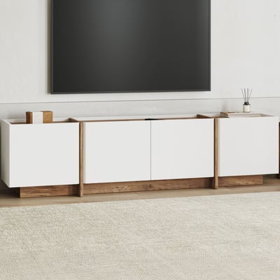 Meuble TV Lowen - 100% MELAMINE - Blanc - 46 x 35 x 180 cm
