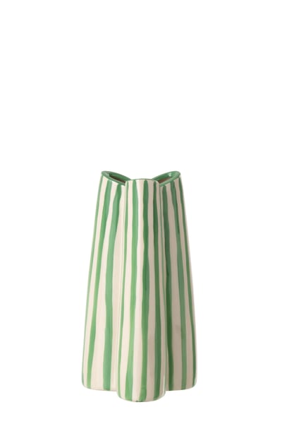 Vase ligné céramique blanc cassé/vert small