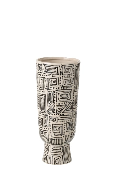 Vase motif céramique blanc cassé/noir small
