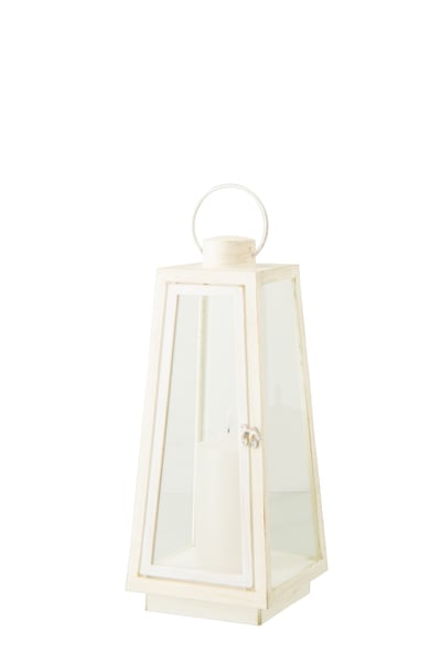 Lanterne +  candle led verre blanc medium