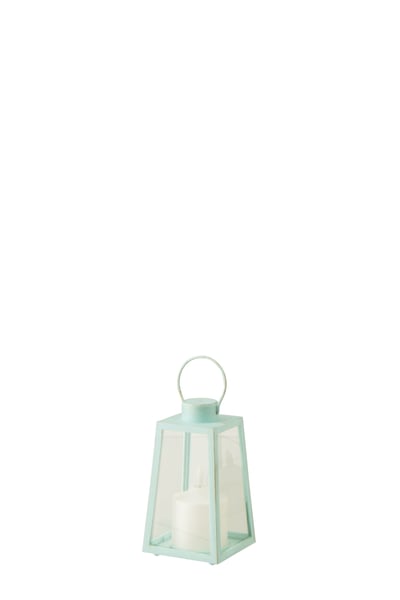 Lanterne +  candle led verre turquoise small