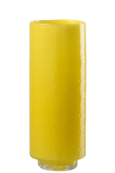 Vase cylindre relief verre jaune large
