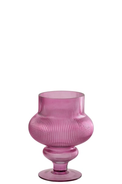 Vase ada cotelé verre fuchsia small
