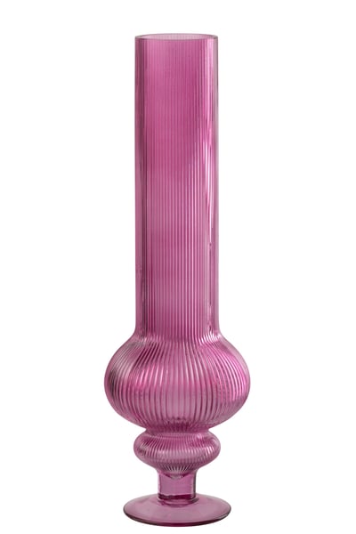 Vase ada cotelé verre fuchsia large