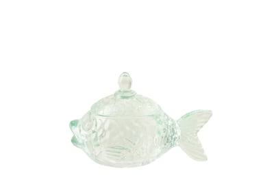 Pot à provision poisson verre vert menthe