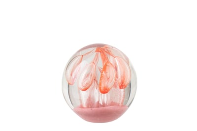 Presse-papier balle verre orange/rose clair small