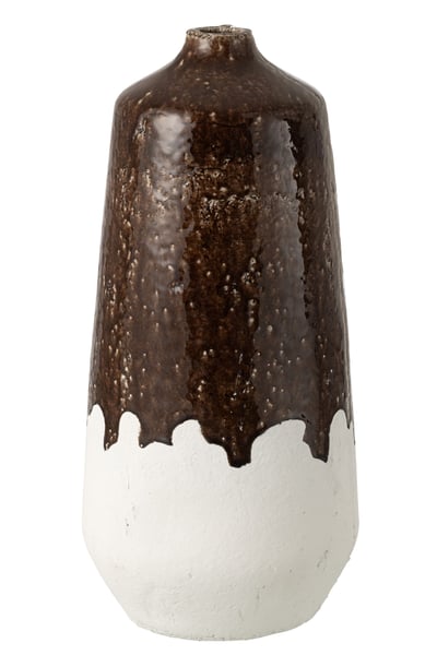 Vase 2 parties argile blanc/marron foncé large