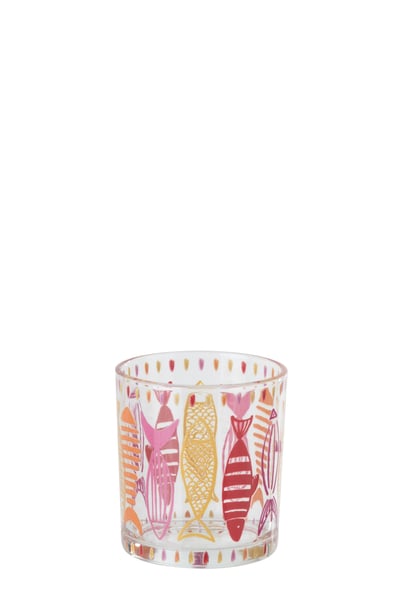 Photophore poisson verre rose/orange small