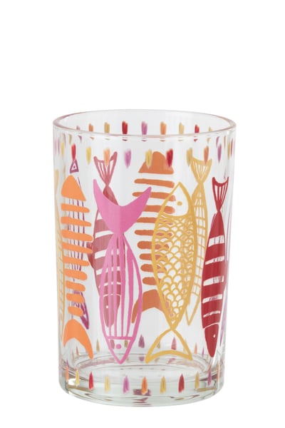 Photophore poisson verre rose/orange large