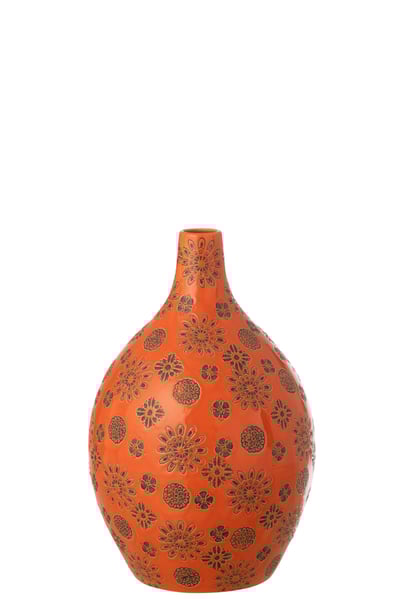 Vase billy porcelaine orange/noir large