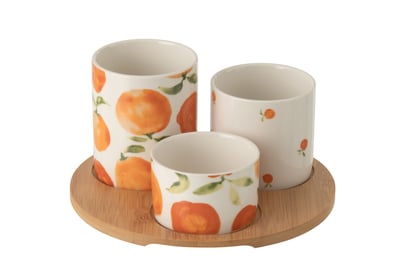 Set apéro orange céramique blanc/orange small