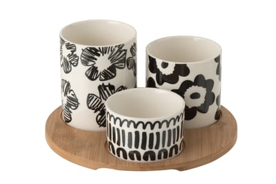 Set apéro céramique blanc/noir small