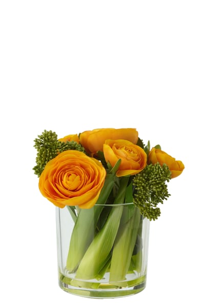 Renoncule sur vase tissu jaune/transparent small