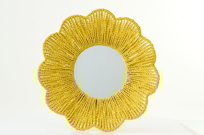 Miroir mural raffia jaune