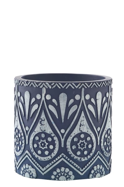 Bougie terracotta bleu/blanc large