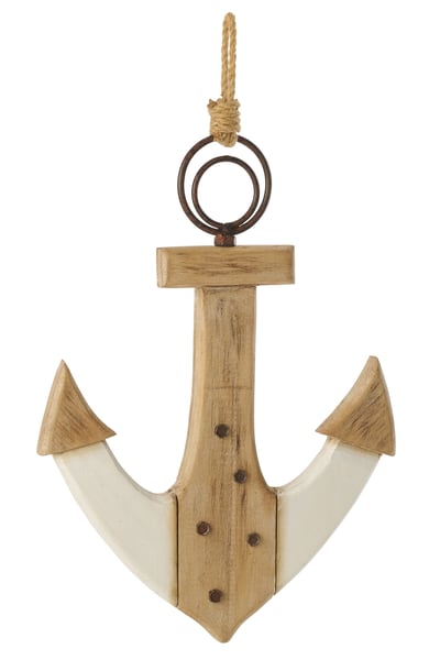 Ancre bois de paulownia naturel/blanc large