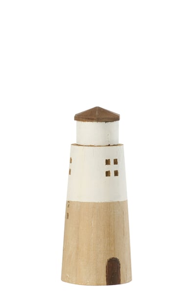 Phare bois de paulownia naturel/blanc small