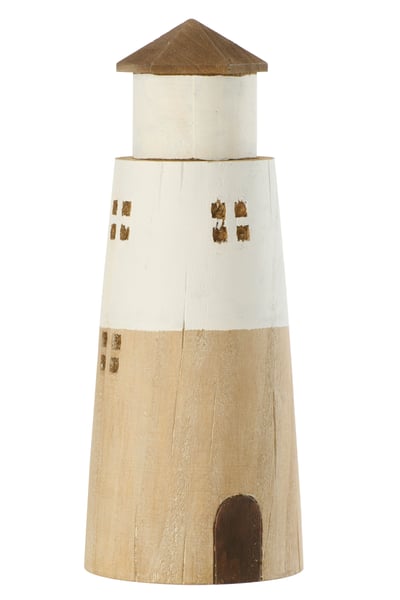 Phare bois de paulownia naturel/blanc large
