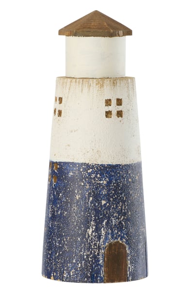 Phare bois de paulownia bleu/blanc large