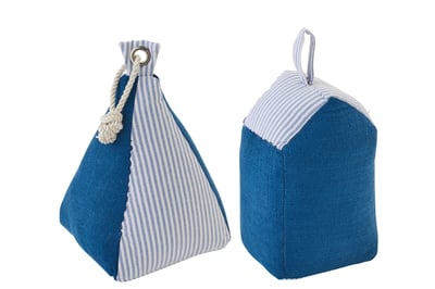 Cale-porte maison bord de mer + ancre ligné polyester bleu foncé/blanc assortiment de 2