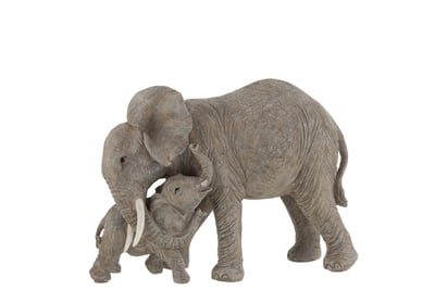 Elephant calin resine gris
